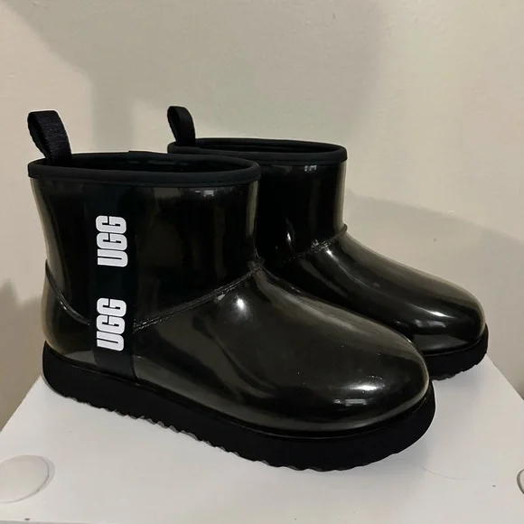 UGG Black Winter Rain Boots with Rugged Sole - Picture 2 of 6